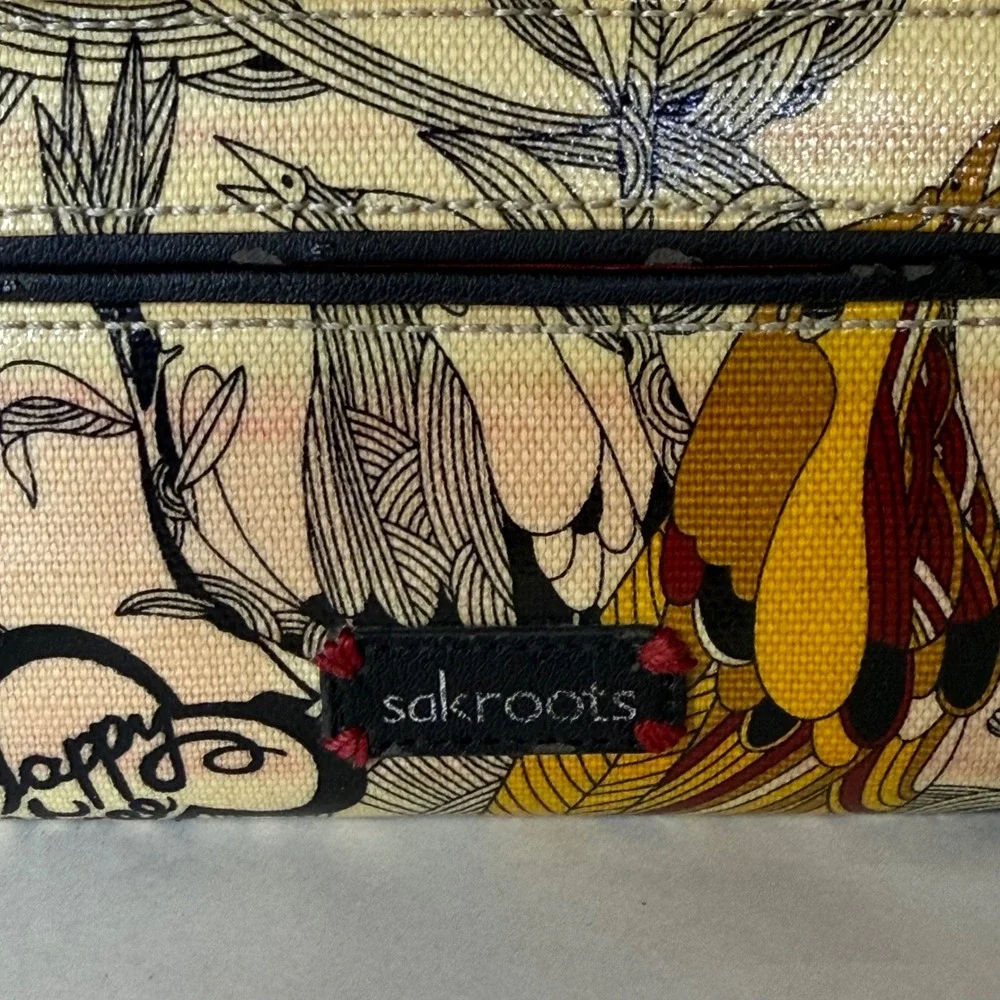 Sakroots Peace Happy Floral‎ Bird Wallet Zip Around Clutch Wristlet